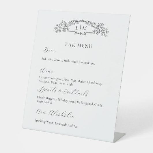 Chic Botanische kam Handtekening Drink bruiloft Te Reclamebord Met Voetstuk (Voorkant)