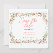 Chic Botanische Rozen Elegant Script Wedding Save The Date (Voorkant)
