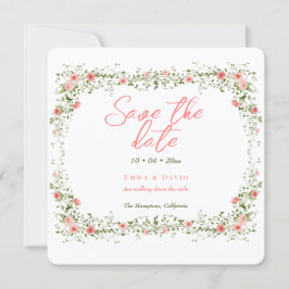 Chic Botanische Rozen Elegant Script Wedding Save The Date