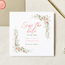 Chic Botanische Rozen Elegant Script Wedding Save The Date