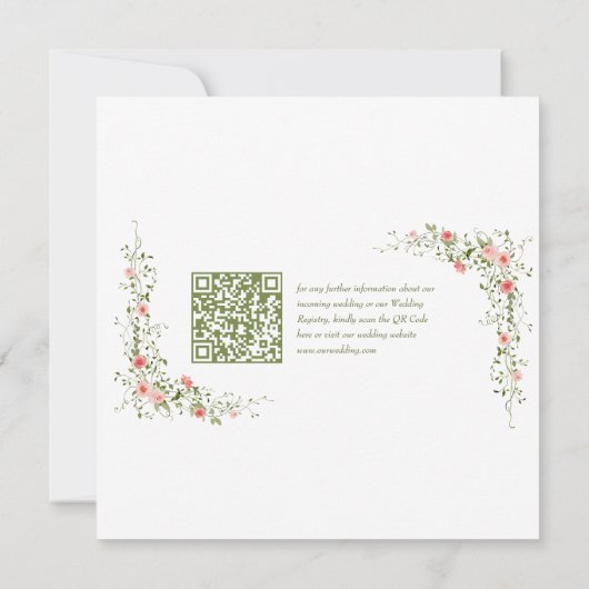 Chic Botanische Rozen Elegant Script Wedding Save The Date (Achterkant)