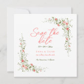 Chic Botanische Rozen Elegant Script Wedding Save The Date (Voorkant)