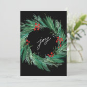 Chic Botanische Vakantie Krans Flat Christmas Kaar Feestdagenkaart (Staand voorkant)