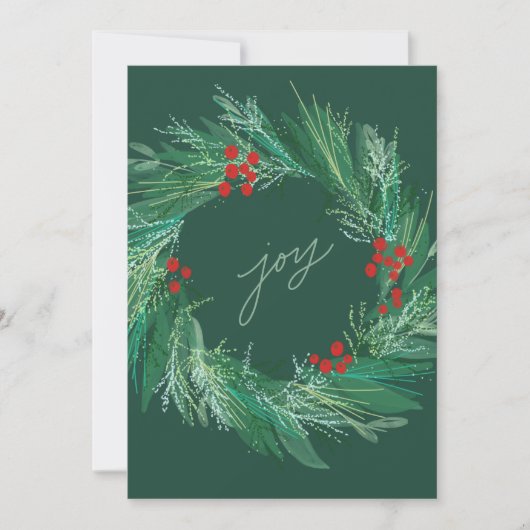 Chic Botanische Vakantie Krans Flat Christmas Kaar Feestdagenkaart (Voorkant)