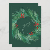 Chic Botanische Vakantie Krans Flat Christmas Kaar Feestdagenkaart (Voorkant / Achterkant)