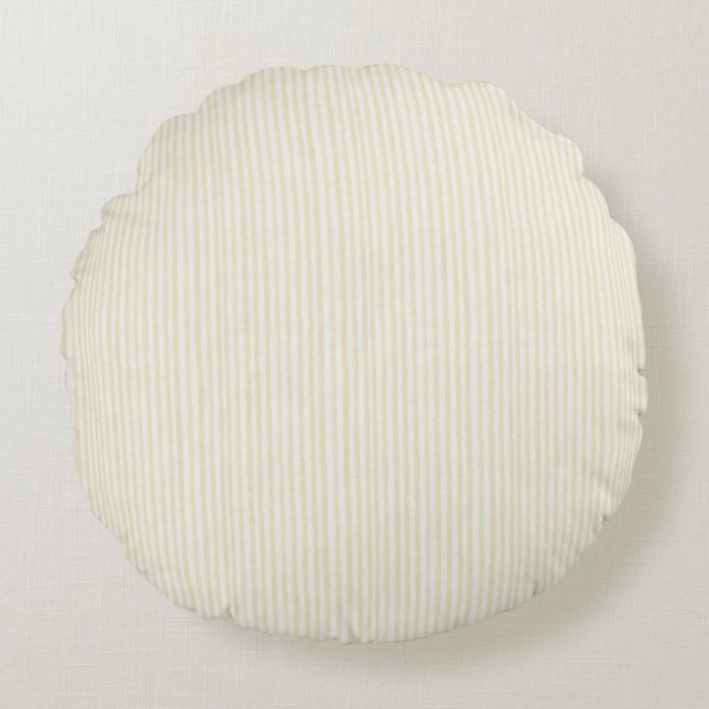 Chic Boter Gele Strepen   Rond Kussen (Voorkant)