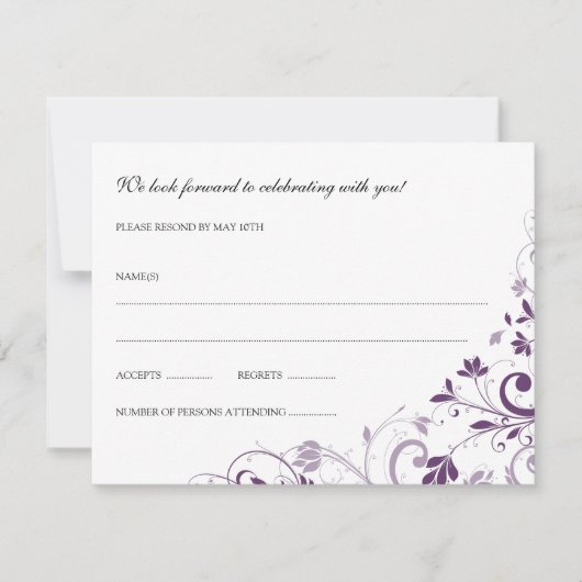 Chic Bouquet (Plum) RSVP Briefkaart (Voorkant)