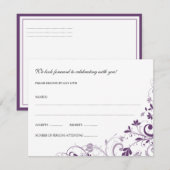 Chic Bouquet (Plum) RSVP Briefkaart (Voorkant / Achterkant)