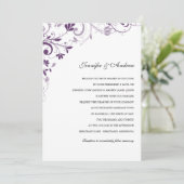 Chic Bouquet (Plum) Wedding Invitations Kaart (Staand voorkant)