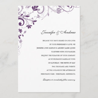 Chic Bouquet (Plum) Wedding Invitations Kaart