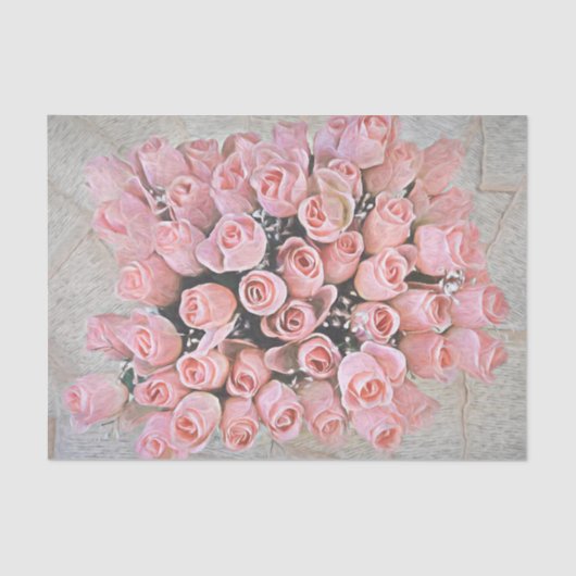 Chic Bouquet roze Roses Country Painting Tissuepapier (Voorkant)