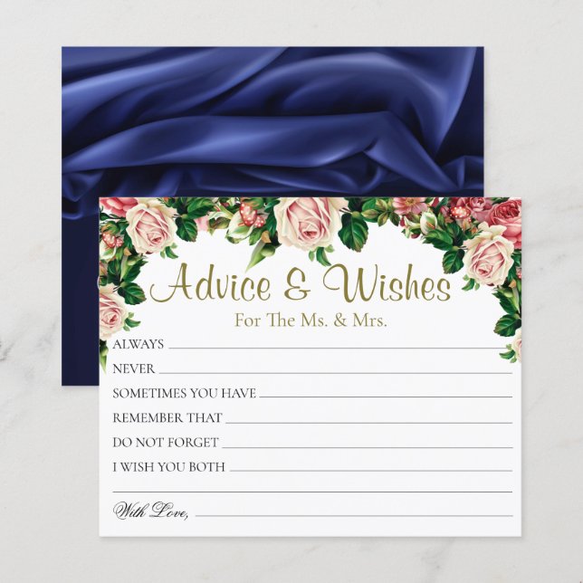 Chic Bouquet Rozen Wedding Advice wenst Kaarten (Voorkant / Achterkant)