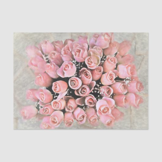 Chic Bouquet Soft roze rozen die schilderen Tissuepapier (Voorkant)