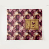 Chic Bourgogne Blush Gold Boho 30e verjaardag Bann Wandkleed (Voorkant (horizontaal))