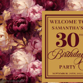 Chic Bourgogne Blush Gold Boho 30e verjaardag Bann Wandkleed