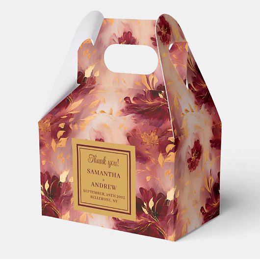 Chic Bourgogne Blush Gold Boho Wedding Favoriet Bo Bedankdoosjes