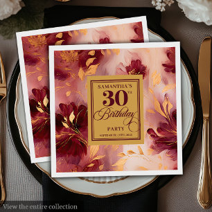 Chic Bourgogne Blush Gold Waterverf 30e servetten