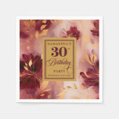 Chic Bourgogne Blush Gold Waterverf 30e servetten (Voorkant)