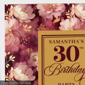 Chic Bourgogne Blush Gold Waterverf 30e verjaardag Servet