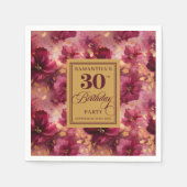 Chic Bourgogne Blush Goud 30e Verjaardag Tafel Servet (Voorkant)