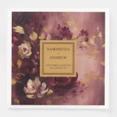 Chic Bourgogne Blush Goud Trouwpapier Servetten (Voorkant)