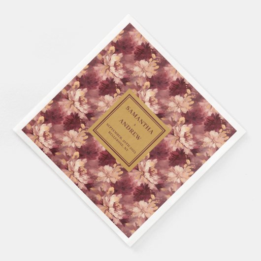 Chic Bourgogne Blush Gouden Trouwdoek Servetten (Hoek)