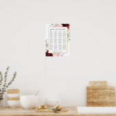 Chic Bourgogne Blush Roze Bloemen Trouwstoelen Poster (Keuken)