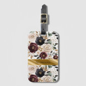 Chic Bourgogne Cream Floral Bagagelabel (Voorkant (verticaal))