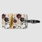 Chic Bourgogne Cream Floral Bagagelabel (Voorkant (horizontaal))