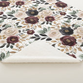 Chic Bourgogne Cream Floral Sherpa Deken (3/4)