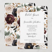 Chic Bourgogne Crème Floral Vrijgezellenfeest Kaart (Voorkant / Achterkant)