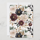 Chic Bourgogne Crème Floral Vrijgezellenfeest Kaart (Achterkant)