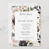 Chic Bourgogne Crème Floral Vrijgezellenfeest Kaart (Voorkant)