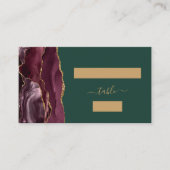 Chic Bourgogne Gold Agaat Green Wedding Escort Plaatskaartje (Voorkant)