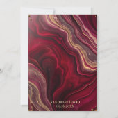 Chic Bourgogne Gold Agaat Marmeren Moderne bruilof Kaart (Achterkant)