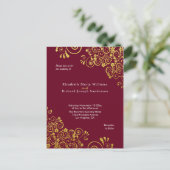Chic Bourgogne Gold Wedding Invitation RSVP Briefkaart (Staand voorkant)