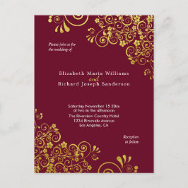 Chic Bourgogne Gold Wedding Invitation RSVP Briefkaart