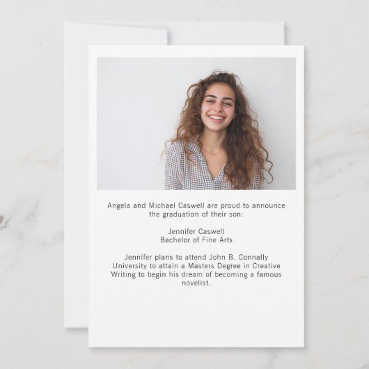 Chic Bourgondië Afstuderen Foto 2025 Afstuderen Aankondiging (Achterkant)