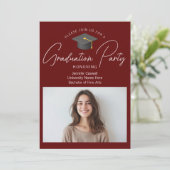 Chic Bourgondië Afstuderen fotoafstudeerfeest Kaart (Staand voorkant)