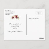 Chic Bourgondië Bloemen Goud Zwart Trouwen Bedankt Briefkaart (Achterkant)
