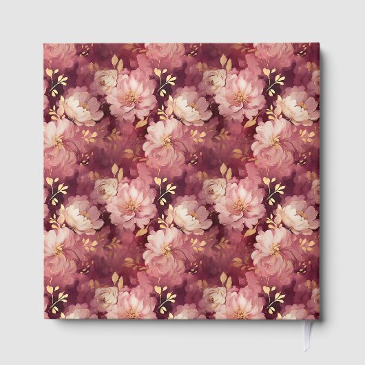 Chic Bourgondië Blush Gold Boho Wedding Guest Book Gastenboek (Achterkant)