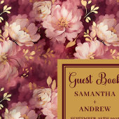 Chic Bourgondië Blush Gold Boho Wedding Guest Book Gastenboek