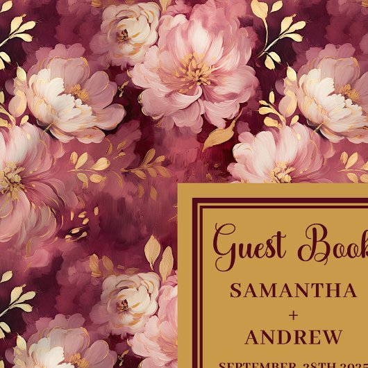 Chic Bourgondië Blush Gold Boho Wedding Guest Book Gastenboek