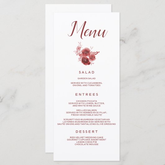 Chic Bourgondië Floral Menu (Voorkant / Achterkant)