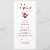 Chic Bourgondië Floral Menu (Voorkant)