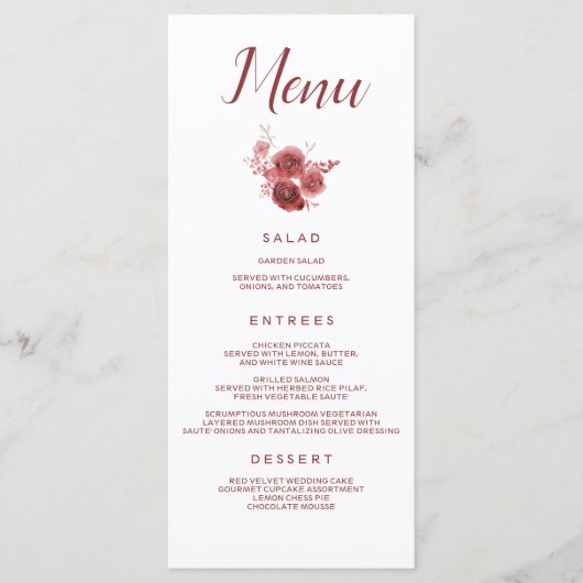 Chic Bourgondië Floral Menu (Voorkant)