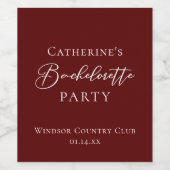 Chic Bourgondië Hen Party Op Maat Wijn Etiket (Enkel label)