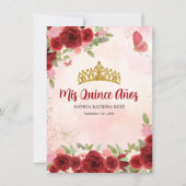 Chic Bourgondië Rood Goud Bloemen Prinses Quinceañ Bedankkaart (Achterkant)