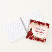 Chic Bourgondië Rood Goud Bloemen Prinses Quinceañ Notitieboek (Binnen)