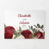 Chic Bourgondië & Witte Bloemen Elegante Huwelijk Drieluik Uitnodiging (Cover)